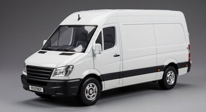 Camionnette blanche impeccable eclairee uniform�ment studio photo. AI Generated
