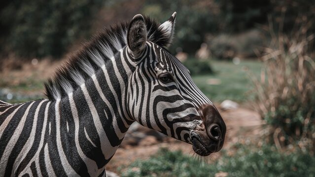 Close-up of a Zebra's Face - Powered by Adobe