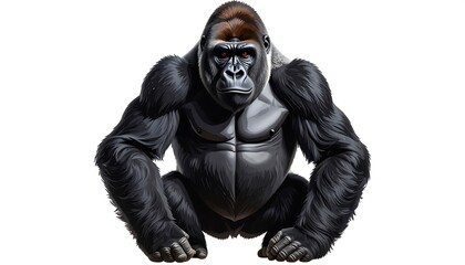 Gorilla portrait, detailed digital art