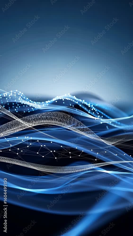 Poster flowing waves in shades of blue create an enchanting visual experience with intricate patterns and l