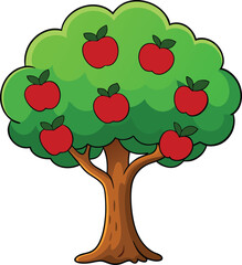 vector illustration of an apple tree