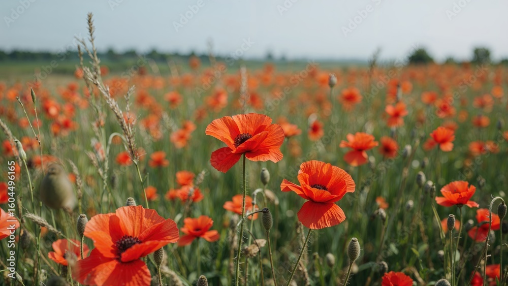 Canvas Prints vibrant red poppies flourishing in an open field
