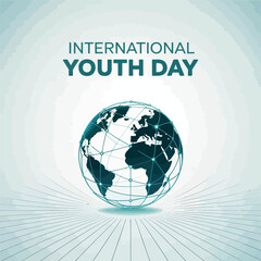 International Youth Day with Global Network Globe and Modern Design