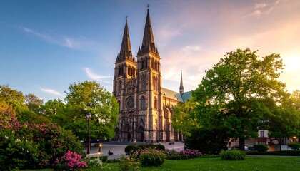Gothic cathedral at dawn