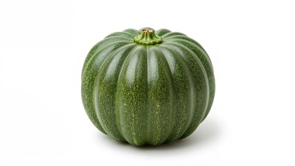 Fresh round courgette displayed on plain white backdrop