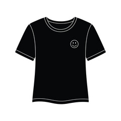 Naklejka premium Black TShirt with Small Smiley Face Design Minimalist Apparel Illustration