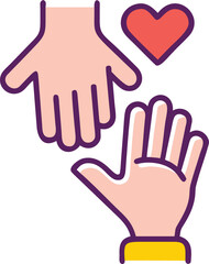 Obraz premium Two hands reaching with a heart helping care