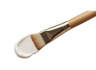 Cosmetic brush with white cream for skincare application