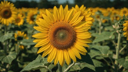 Fototapeta premium Detailed shot of a radiant yellow flower in natural daylight
