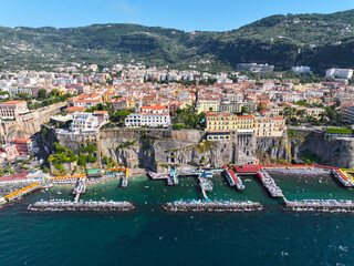 Sorrento. Amalfi coast. Italy. Drone view of Sorrento. View from above. Buildings and landmarks of...