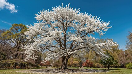 White Cherry Flowers at Peak Bloom