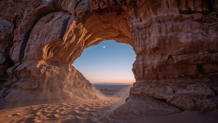 Opening in a rock formation made of limestone