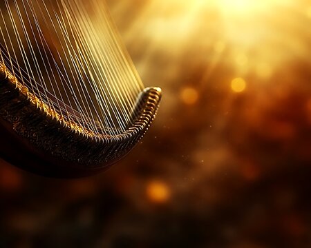 A close up view of a beautifully crafted stringed instrument