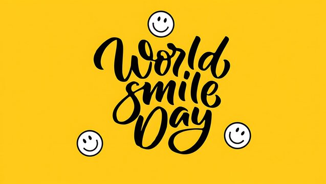 World smile day celebration with happy faces yellow