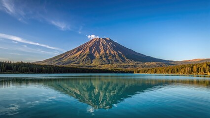 Fototapeta premium Scenic Volcano Adjacent to a Lake