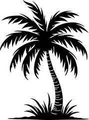 Obraz premium Palm Tree Silhouette Logo | Tropical Vector Isolated on White Background