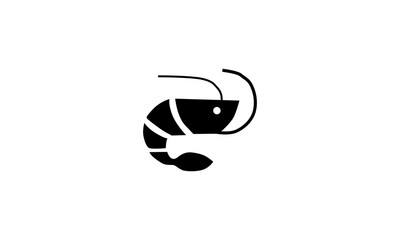 Modern Shrimp Logo in Black Silhouette Style