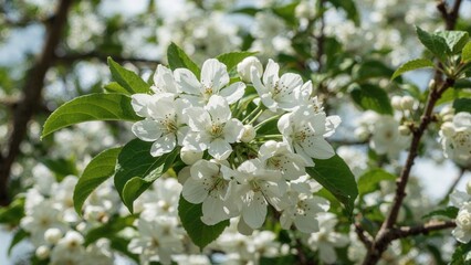 Light blossoms on bird-cherry branches