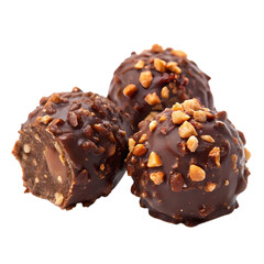 Chocolate Truffles with Nuts on transparent background