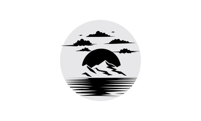 Silhouette of Mountain and Sunset in Nature Landscape