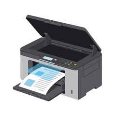 Scanner printer with lid open and light beam