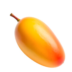 Ripe Mango Fruit With Stem isolated on a transparent background tropical yellow