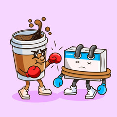 Coffee vs Calendar The Daily Grind Vector Illustration Cartoon Design