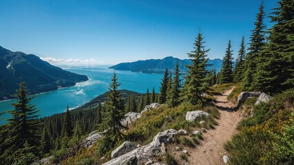 Scenic Mountain Path Overlooking Ocean View
