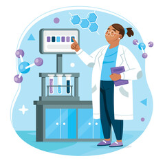 Scientific at Work in a Research Facility Flat Composition