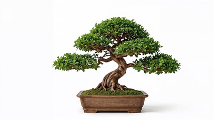 Rare collection of flourishing green bonsai trees