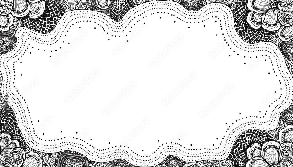 Wall mural zentangle drawing art style with geometric patterns on notebook page