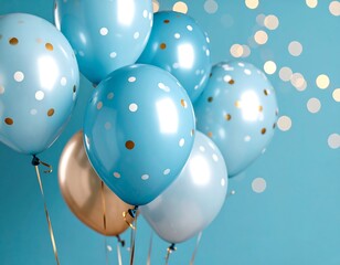 Festive blue and gold balloons