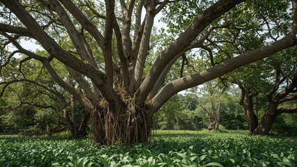 Large trees host parasitic orchids that flower, adding vivid hues and elegance to the landscape.