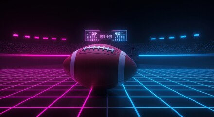 Retro Neon American Football Stadium - Retro/Synthwave