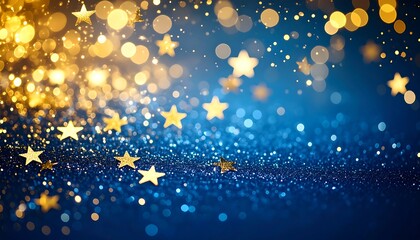 Festive glittering stars on dark blue