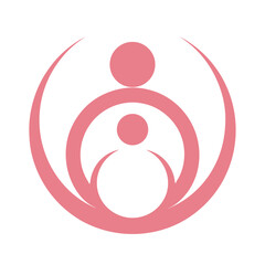 Abstract pink circular shapes forming a family or connection symbol circle graphic