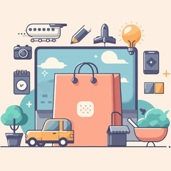 vector illustration of shopping bags