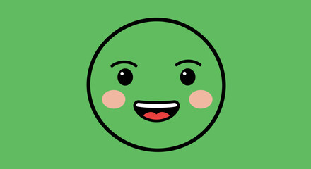 Fototapeta premium Smiling Green Face with Cheeks and Open Mouth.