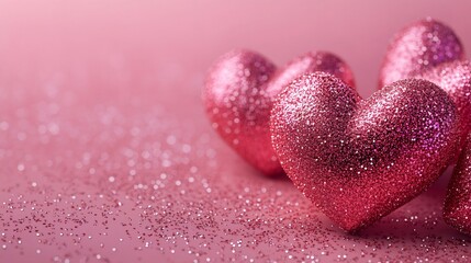 Obraz premium Pink glitter hearts celebrating valentine's day with elegance