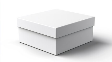 Naklejka premium Closed white square cardboard box on white background