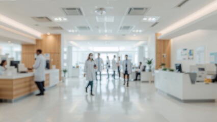 Blurred hospital environment featuring doctors and office space