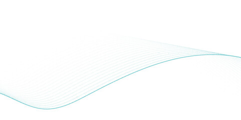Blue dotted wave line pattern. Flowing dot particles wave pattern halftone black gradient smooth curve shape isolated on transparent background.	
