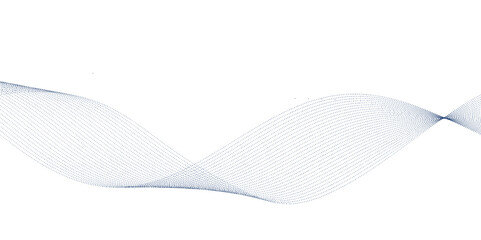 Blue dotted wave line pattern. Flowing dot particles wave pattern halftone black gradient smooth curve shape isolated on transparent background.	
