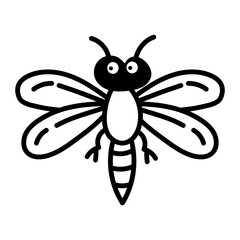 A sketchy style icon showing a flying dragonfly
