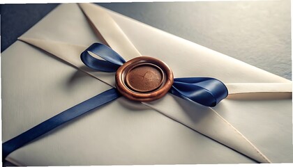 Elegant Envelope Sealed with Wax Seal and Blue Ribbon for Special Occasions