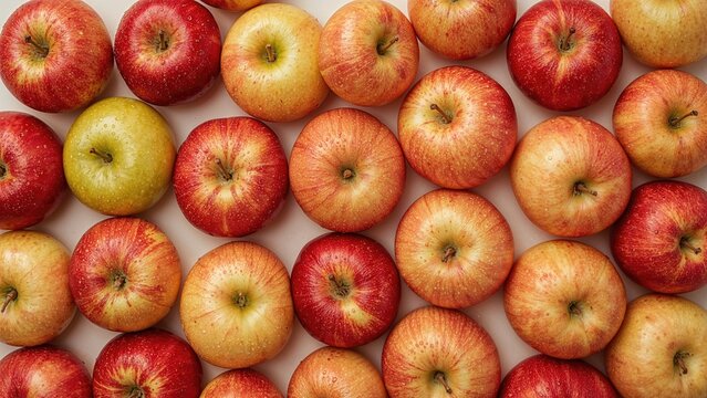Colorful selection of moist, ripe apples for a healthy diet