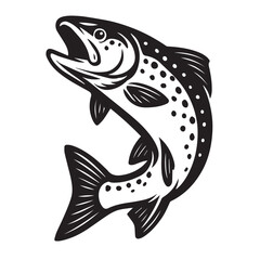 Brown trout logo bold jumping fish vector.eps
