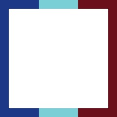 Simple white frame with navy blue, light blue, and maroon borders; ideal for modern designs.