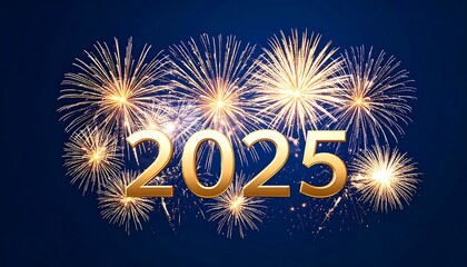 Fireworks display with the year 2025