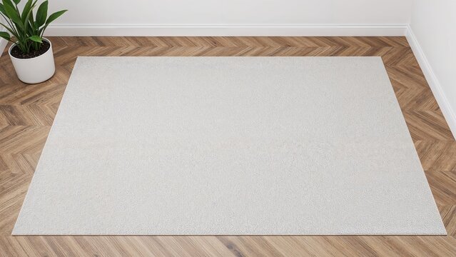 Clean white fabric floor mat placed in an interior layout, rendered in 3D.